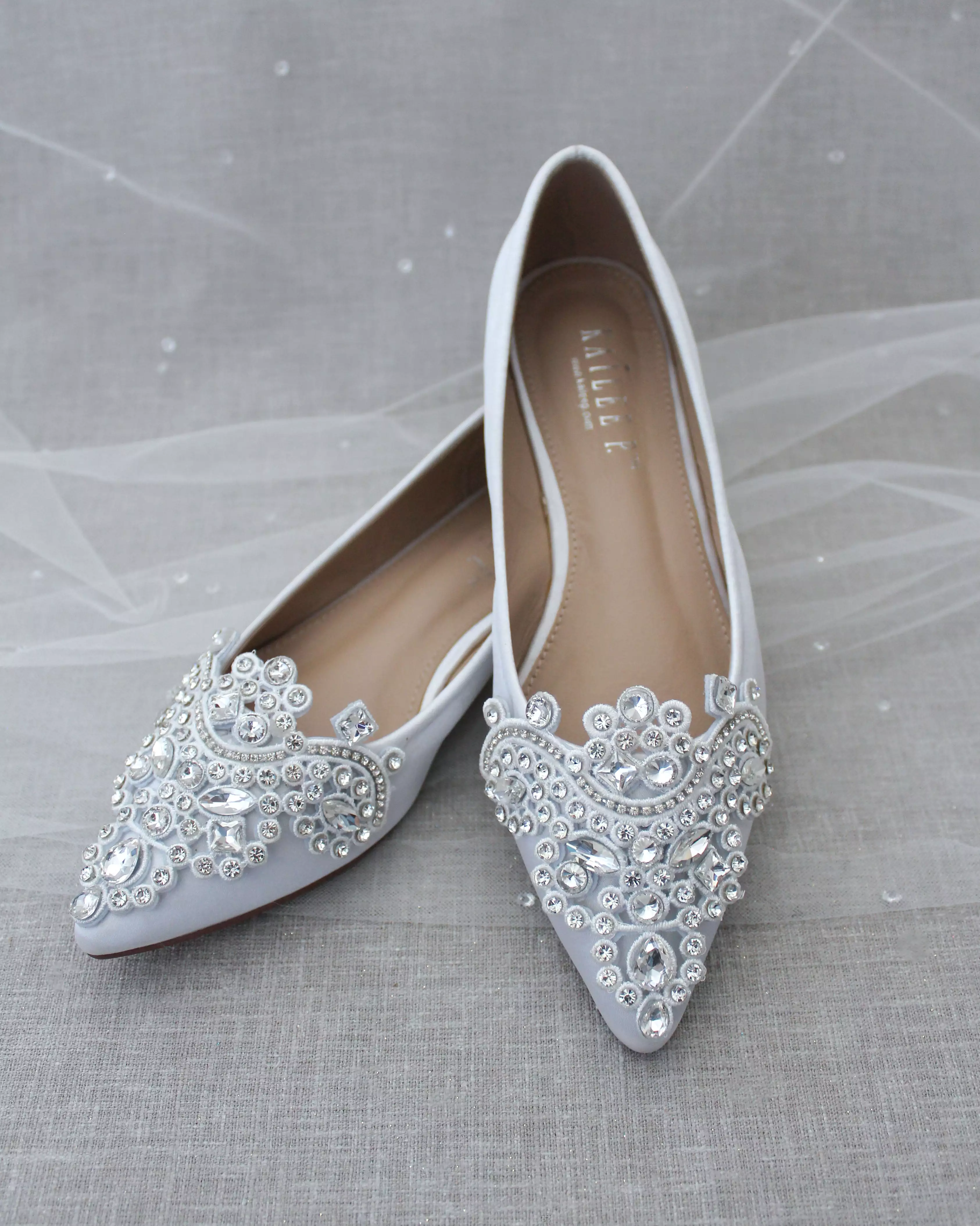 Embellished Rhinestones White Wedding Flats