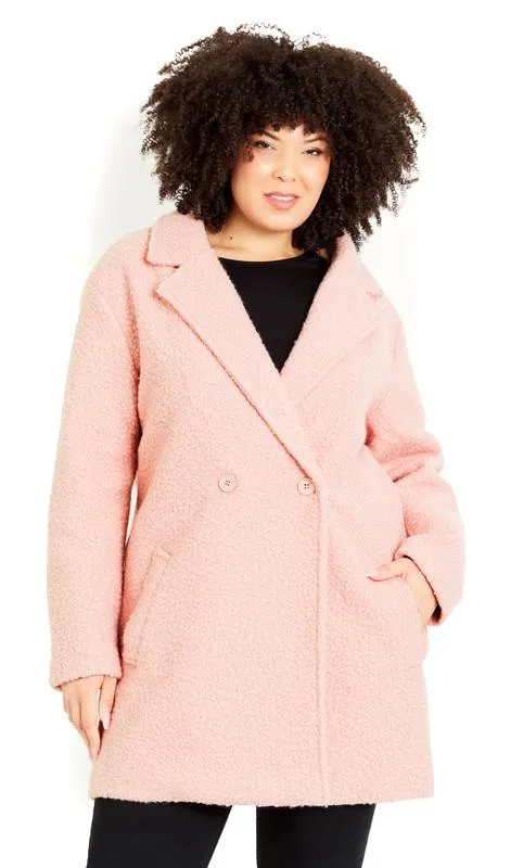 Evans Pink Boucle City Coat