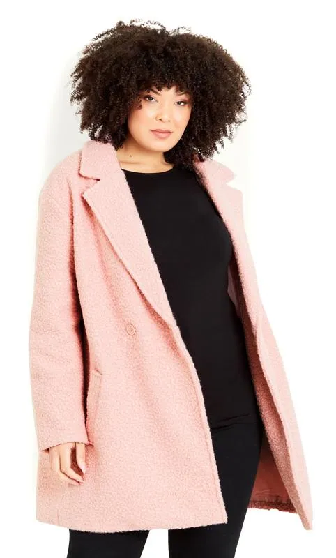 Evans Pink Boucle City Coat