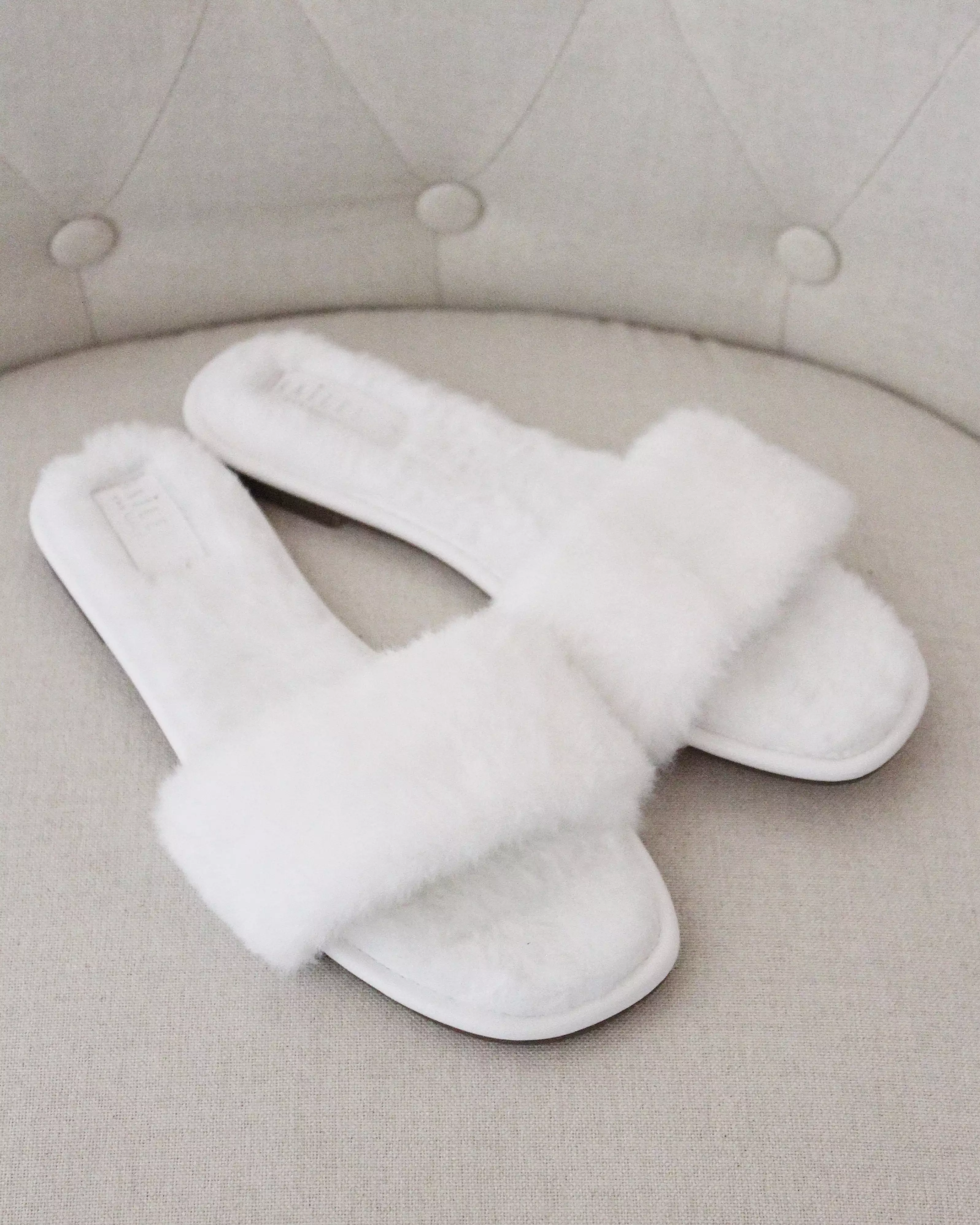 Faux Fur Slide Flat Wedding Sandals