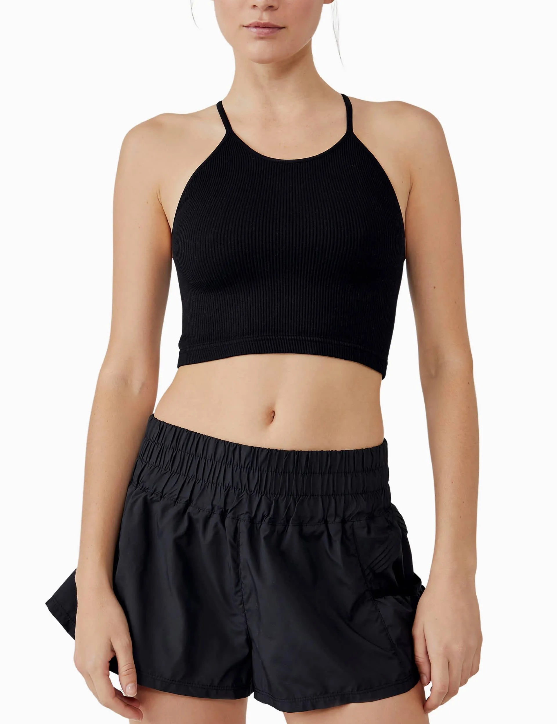 Fp Movement Women's Crew Neck Running Crop Top - M-L - Black, Black