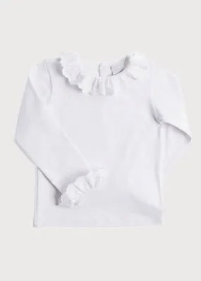 Frill Collar Long Sleeve Top in White (18mths-10yrs)