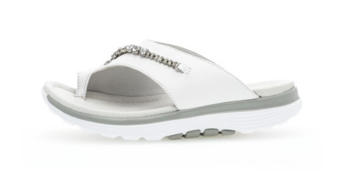 Gabor  Rolling Soft White leather slider sandal