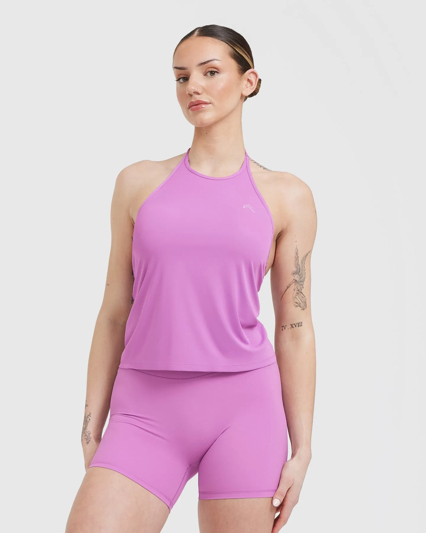 Go To High Neck Loose Crop Vest | Orchid Purple