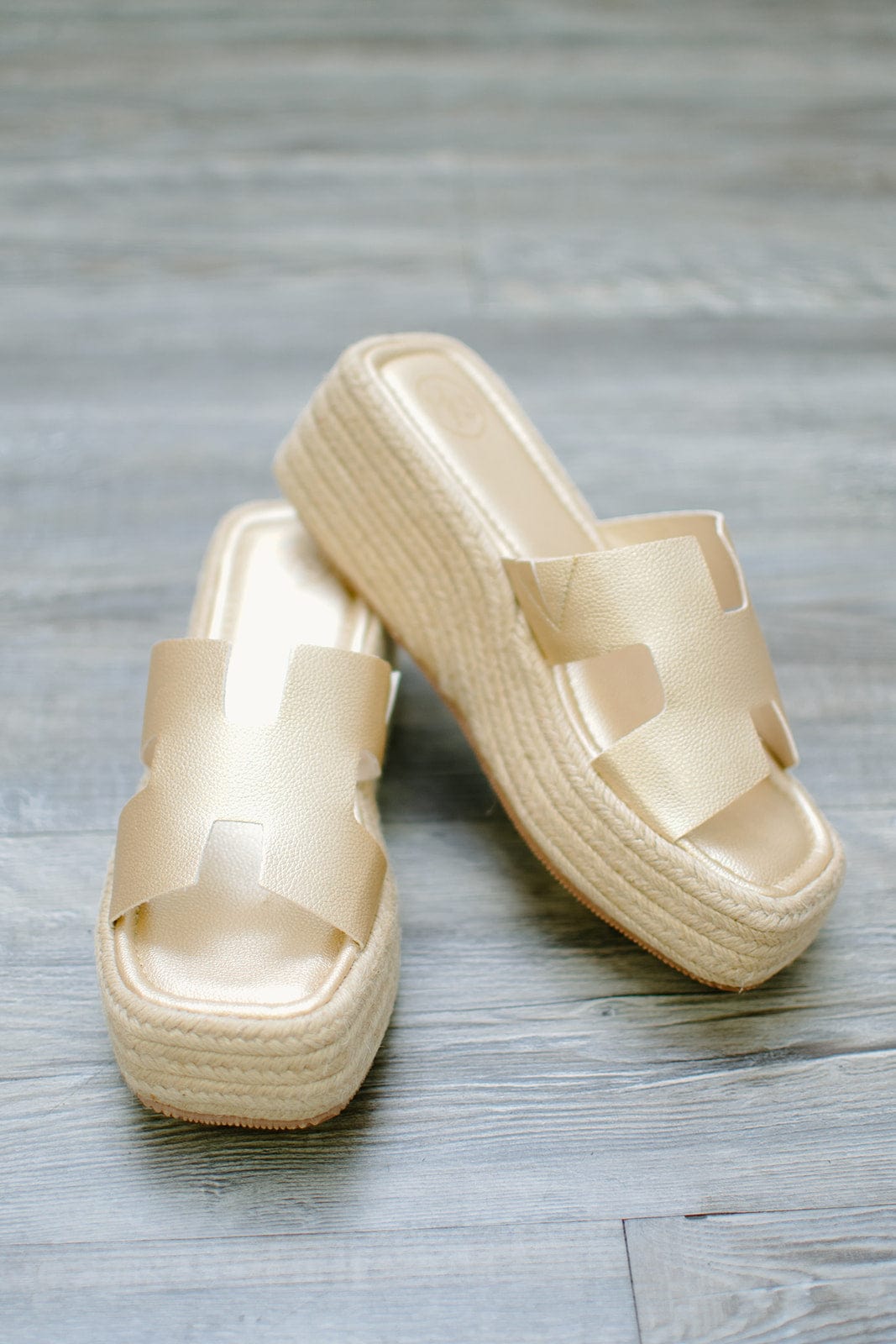 Gold Slip On Platform Sandals