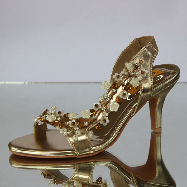 Golden Fancy Heel Sandal for women