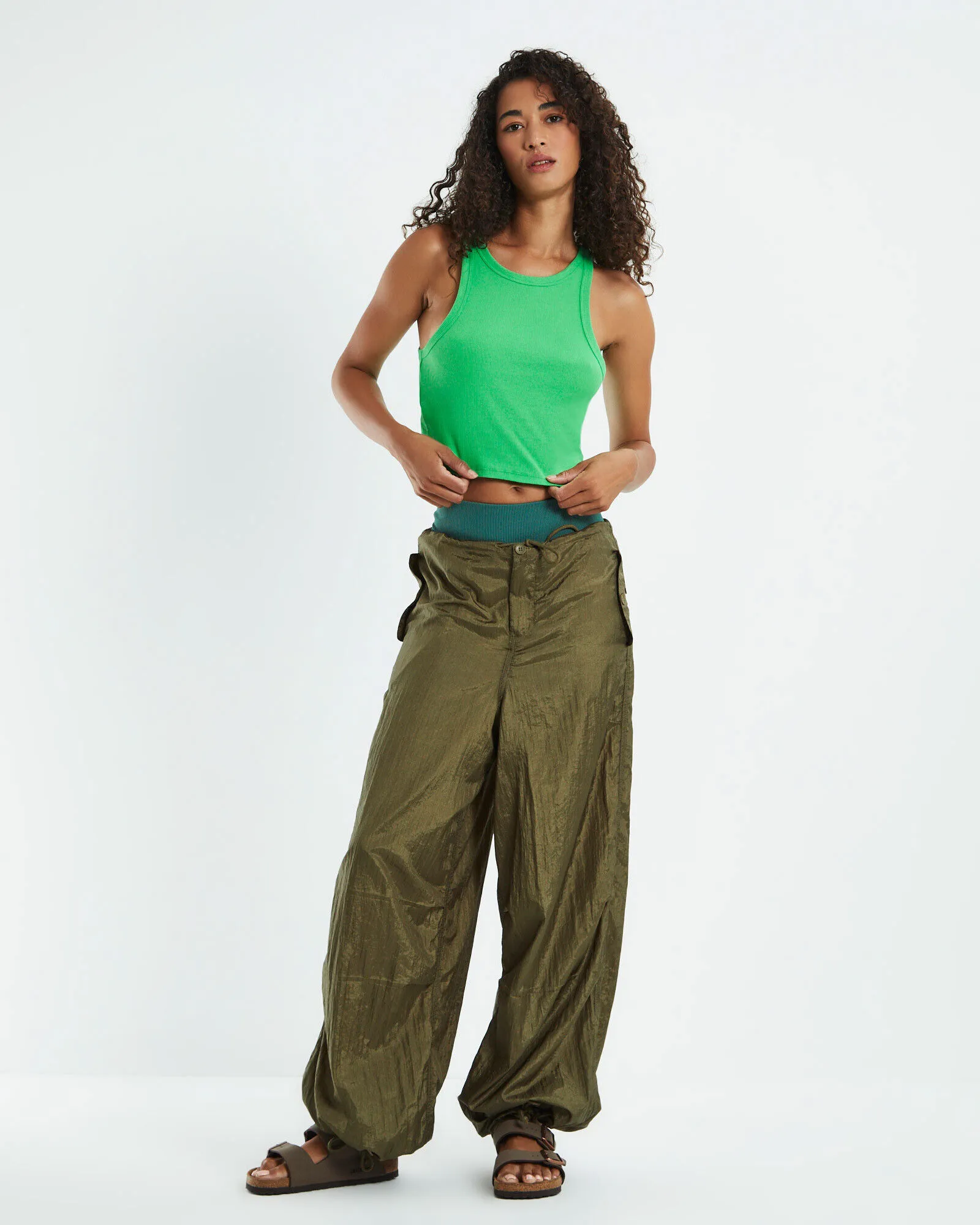 GP Co. Basics High Neck Crop Top Green