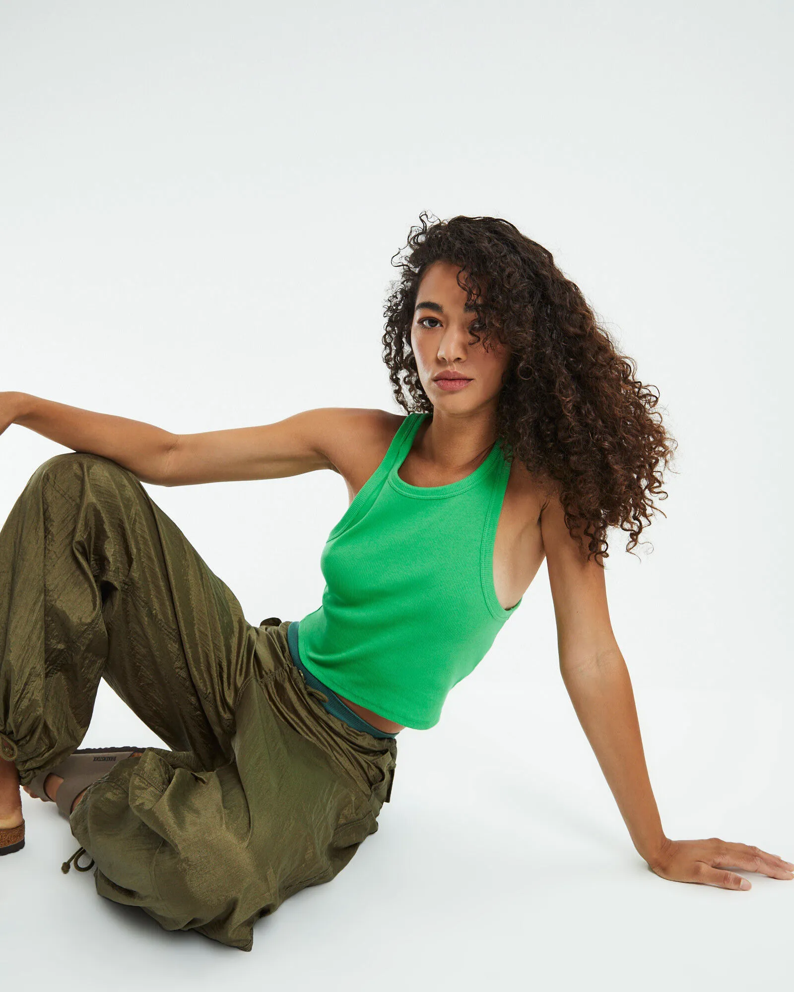 GP Co. Basics High Neck Crop Top Green