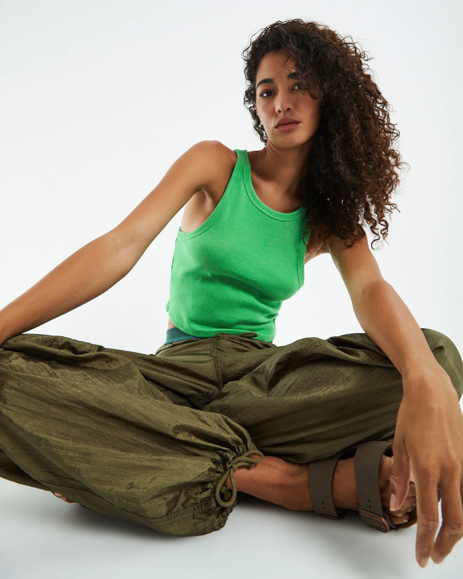 GP Co. Basics High Neck Crop Top Green