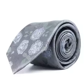 Grey Floral Tie