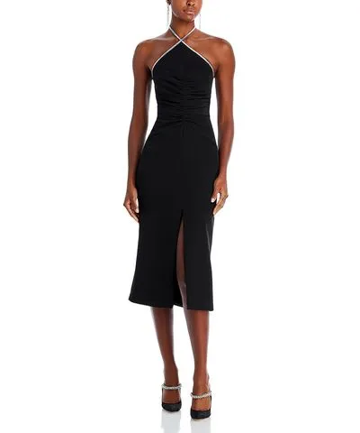 Halston Piper Womens Embellished Midi Cocktail And Party Dress