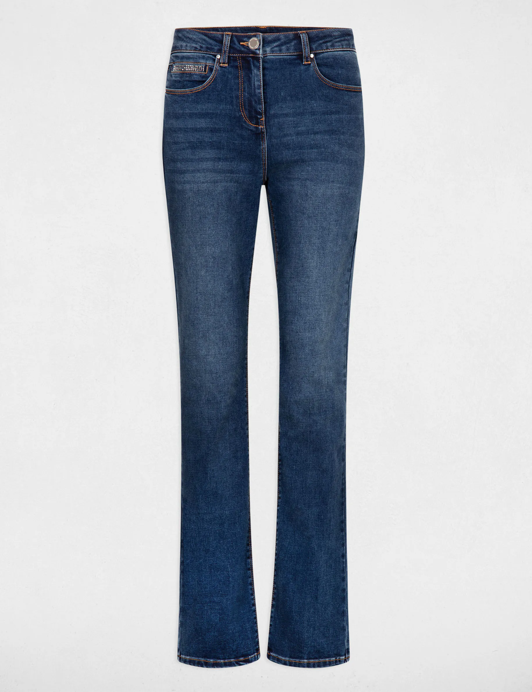 High-waisted straight jeans stone denim women