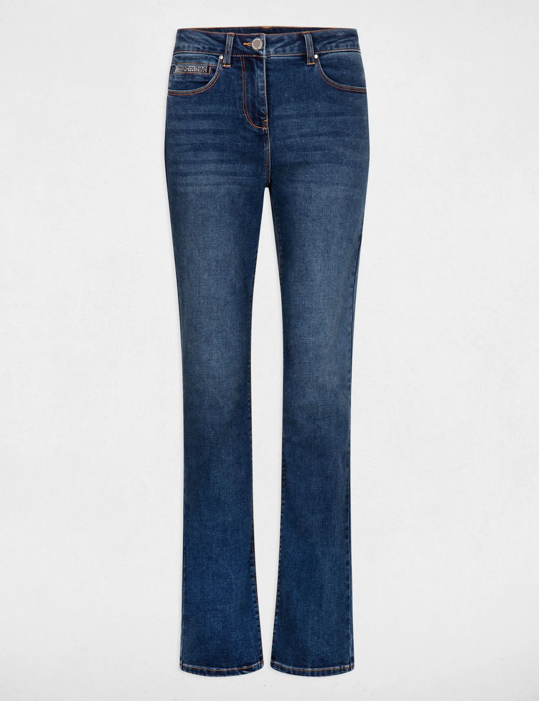 High-waisted straight jeans stone denim women