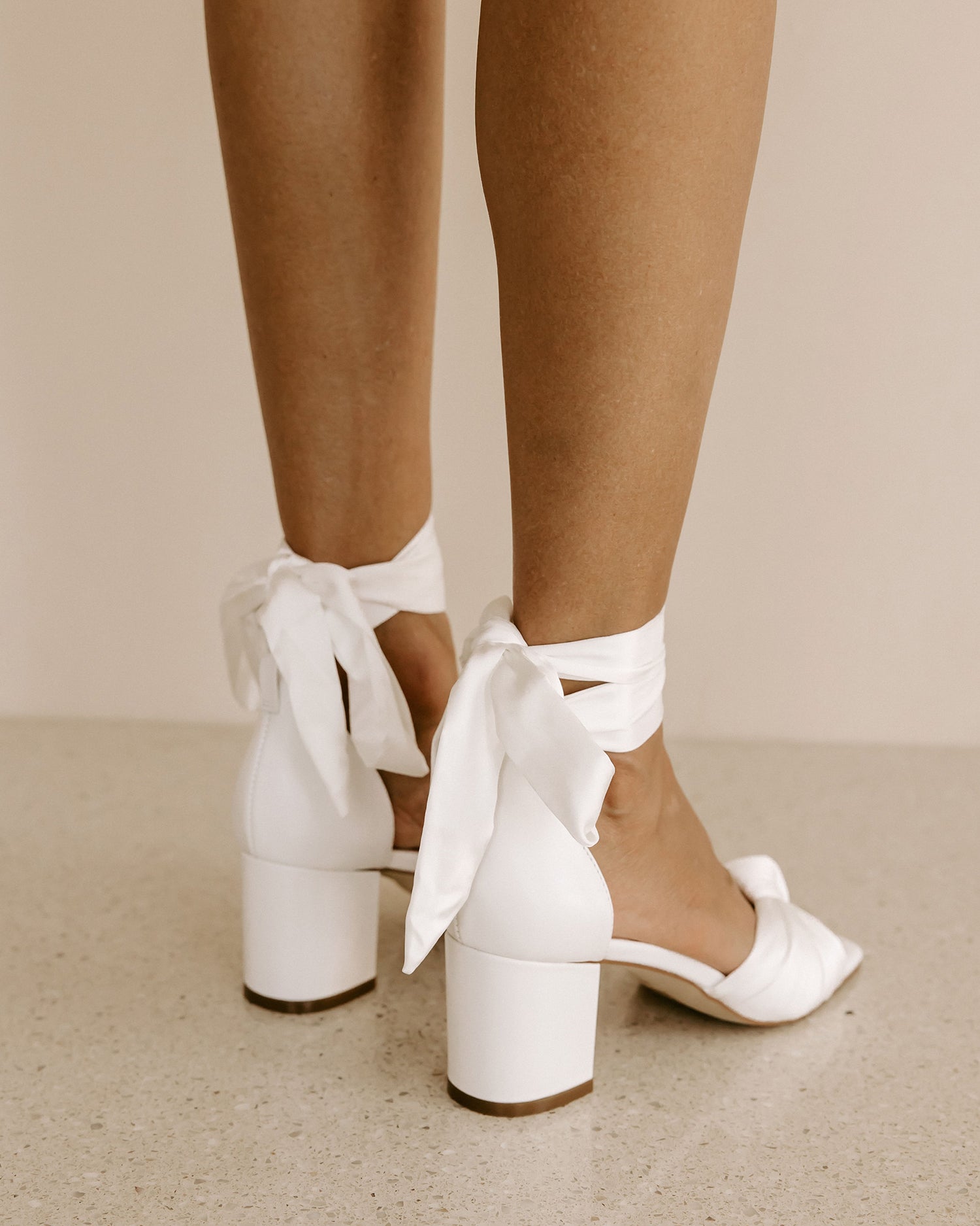 HONEY - WHITE BOW SATIN WEDDING SHOES