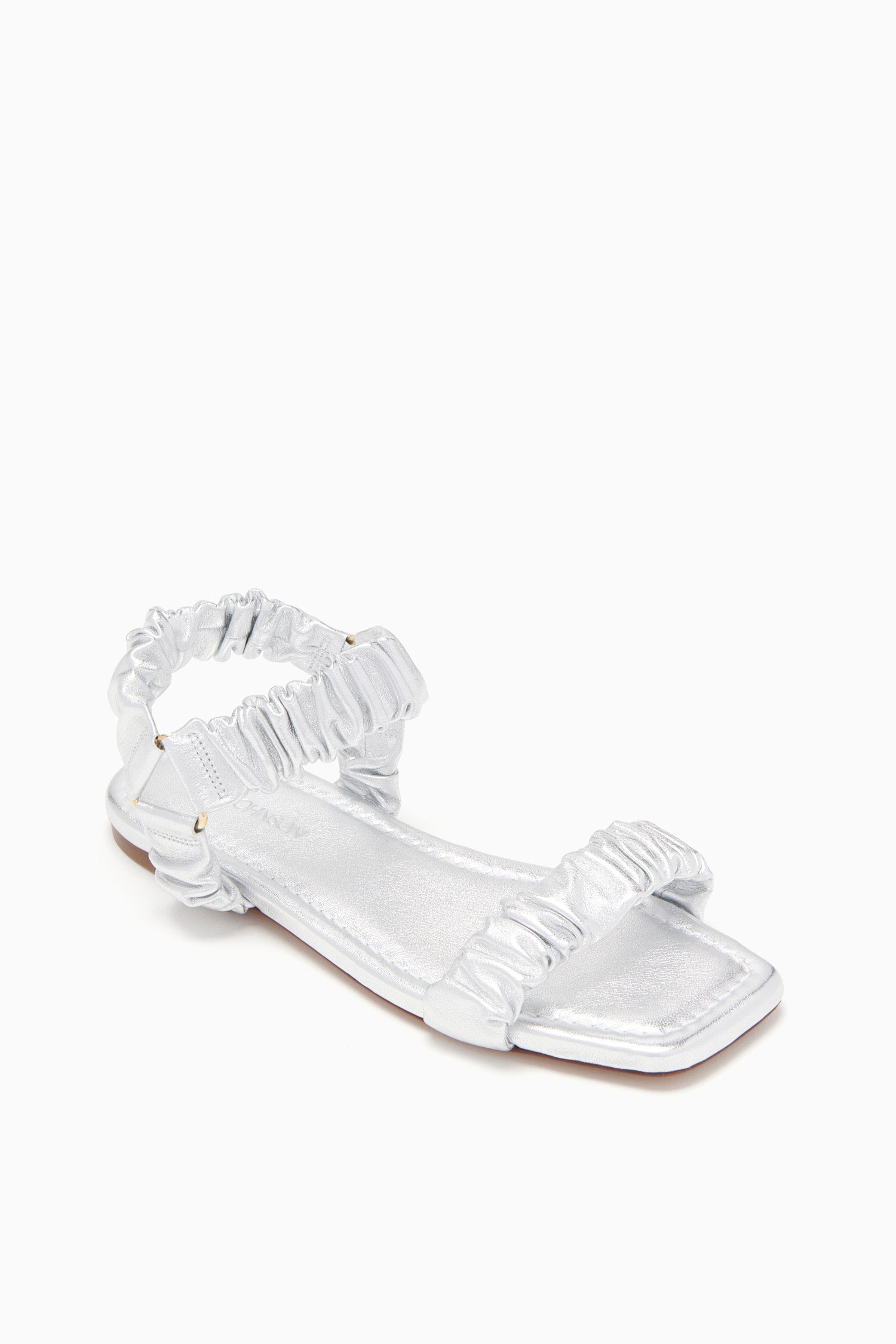 Isabella Ruched Flat Sandal - Silver