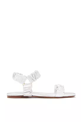 Isabella Ruched Flat Sandal - Silver