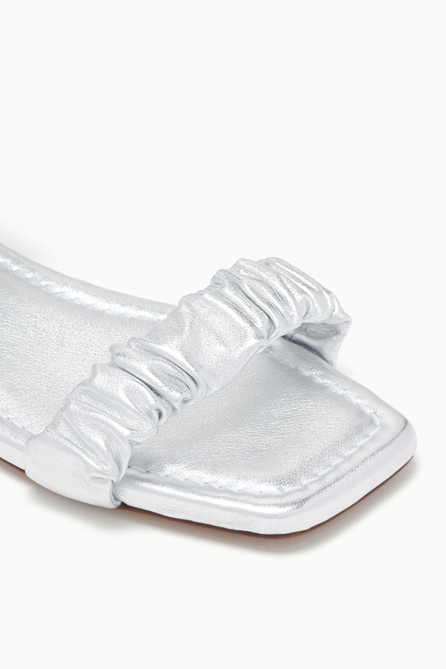 Isabella Ruched Flat Sandal - Silver