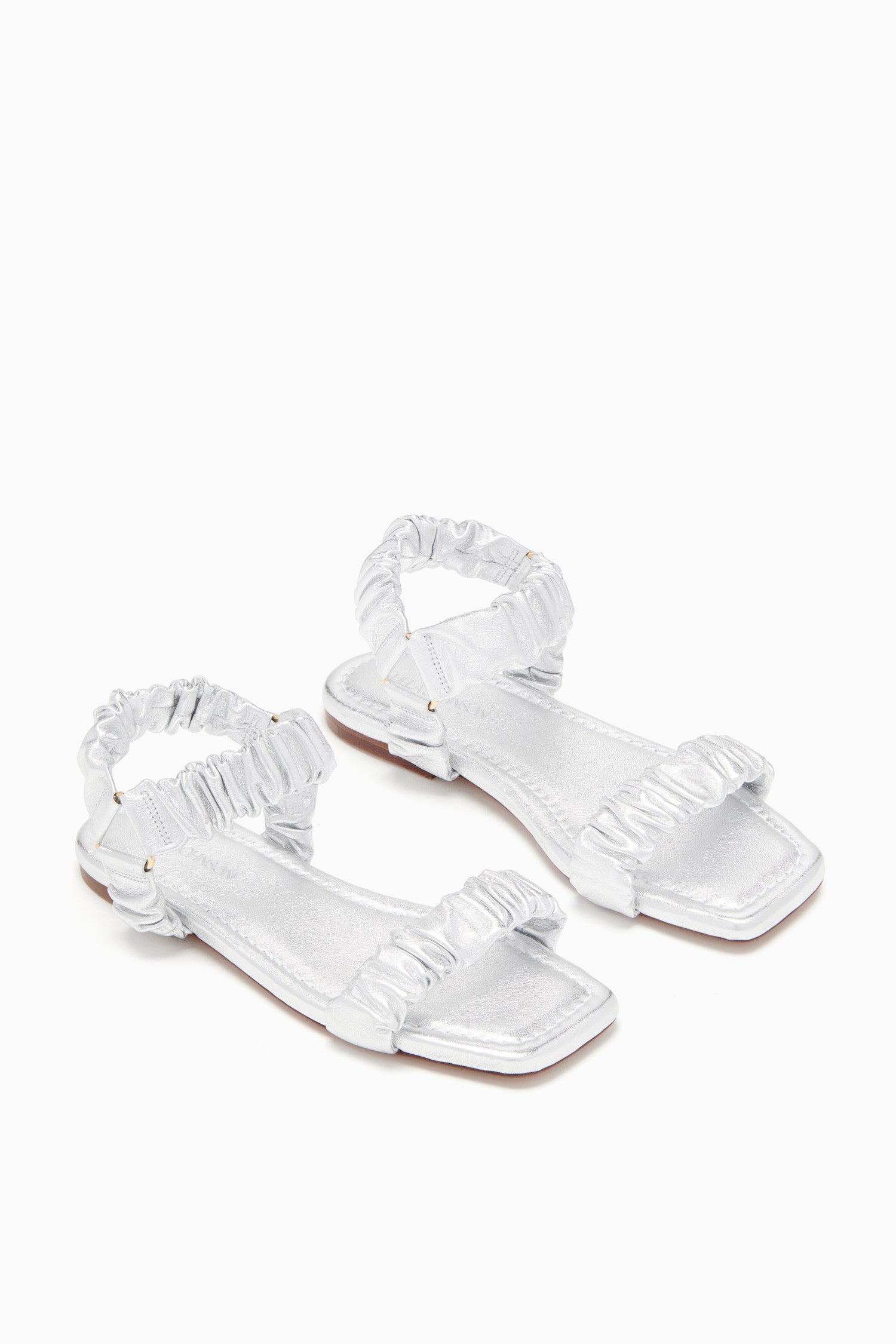 Isabella Ruched Flat Sandal - Silver