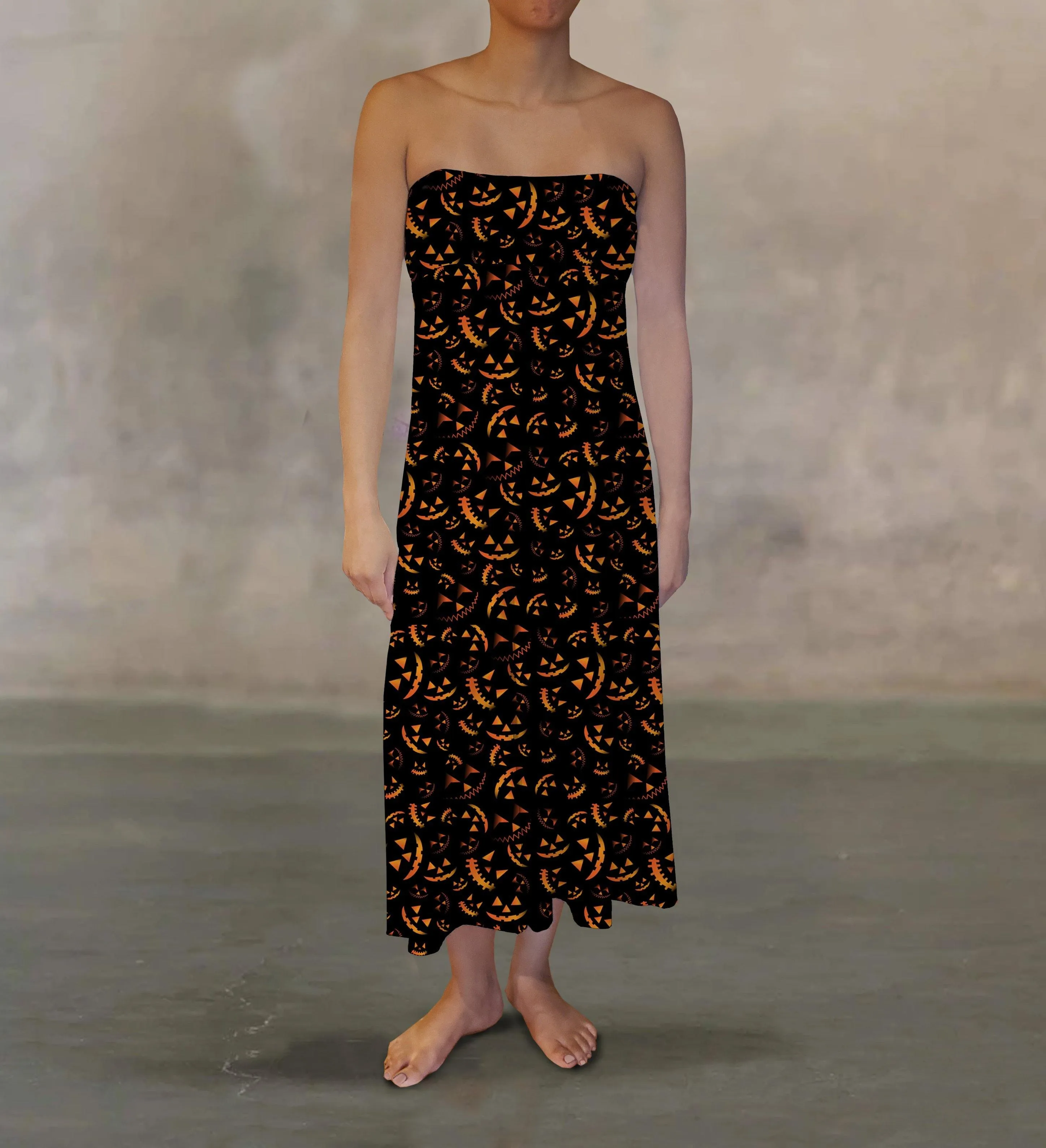 Jack-O-Lantern Faces Maxi Skirt