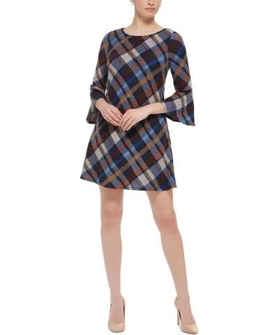 Jessica Howard Petites Womens Plaid Party Mini Dress