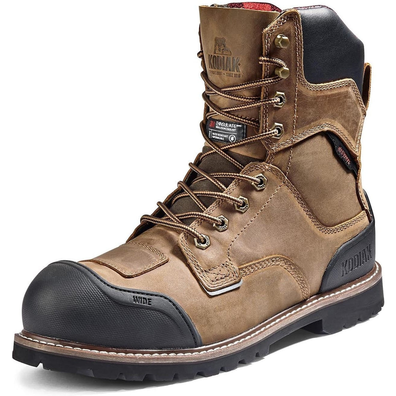 Kodiak Men's Generations Widebody 8 Comp Toe WP Work Boot -Brown- 4TGCBN