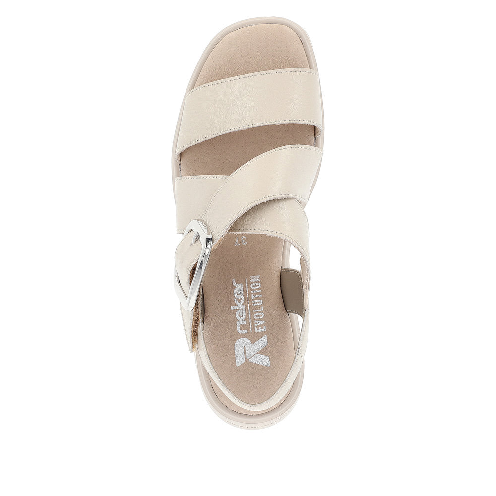 Ladies Evolution By Rieker Sandals Beige Chunky Platform W1550-60