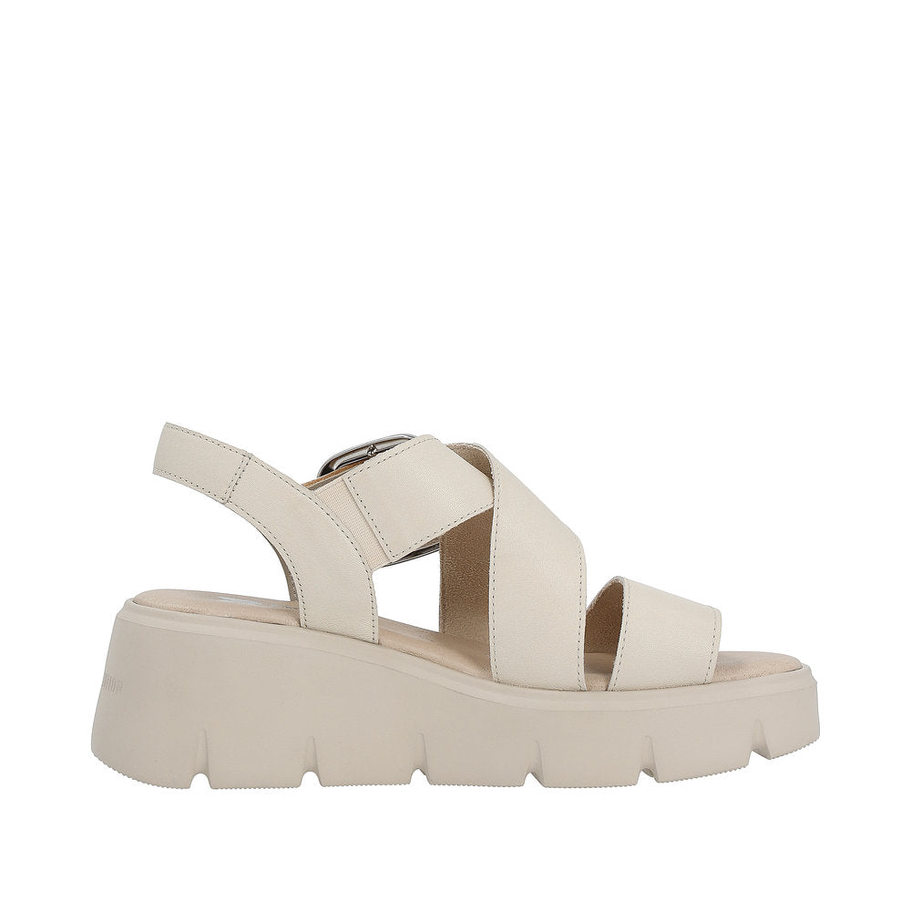 Ladies Evolution By Rieker Sandals Beige Chunky Platform W1550-60