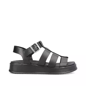 Ladies Evolution By Rieker Sandals Black Chunky Platform W0804-00