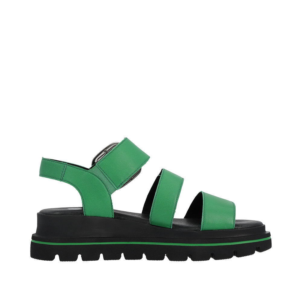 Ladies Evolution By Rieker Sandals Green Chunky Platform W1650-52