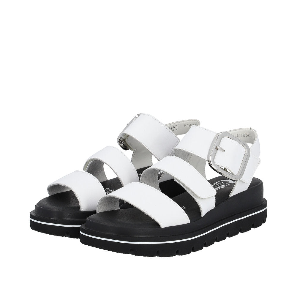 Ladies Evolution By Rieker Sandals White Chunky Platform W1650-80