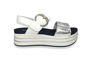 Ladies IGI & Co Sandals White/Silver Chunky Platform 5679111