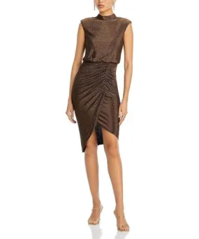 Liv Foster Womens Metallic Ruched Cocktail And Party Dress