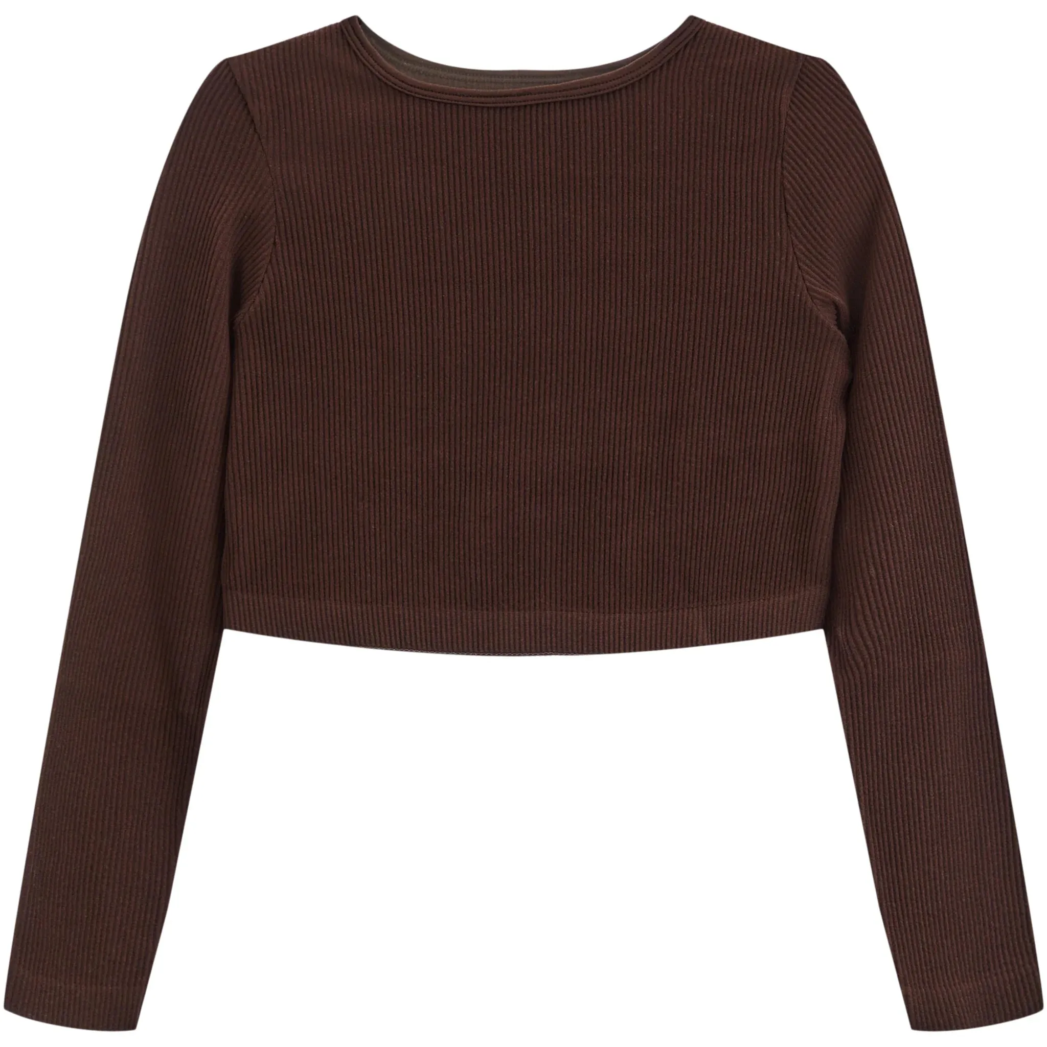 Long Sleeve High Neck Rib Crop Top