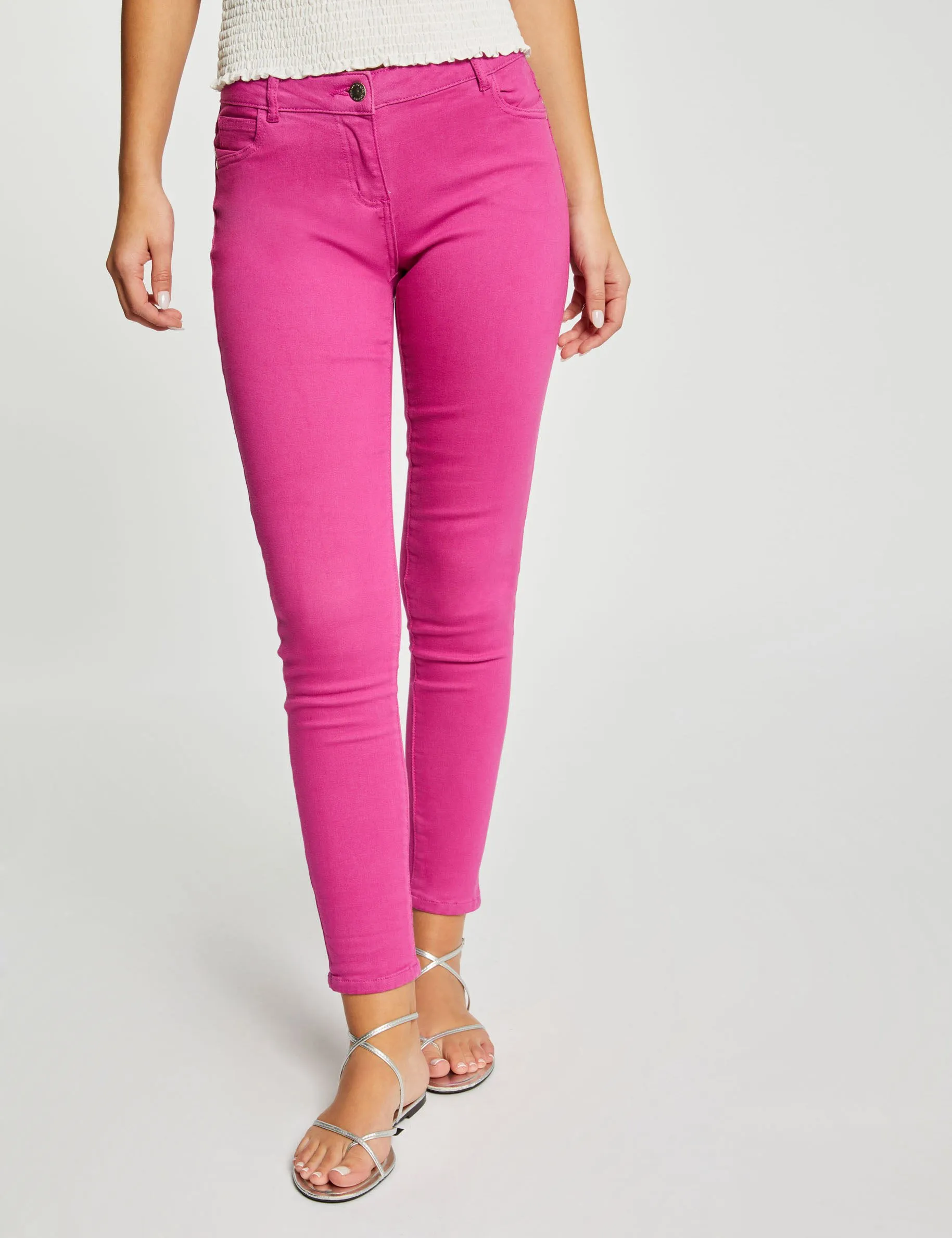 Low-waisted skinny jeans dark pink women