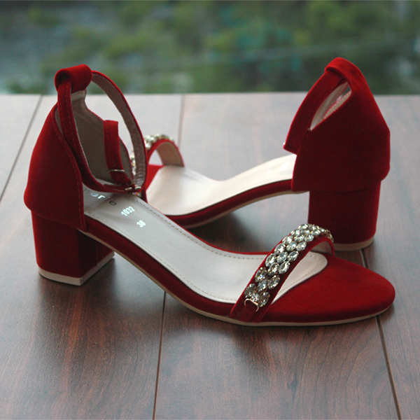 Maroon Block Heel Sandal for women