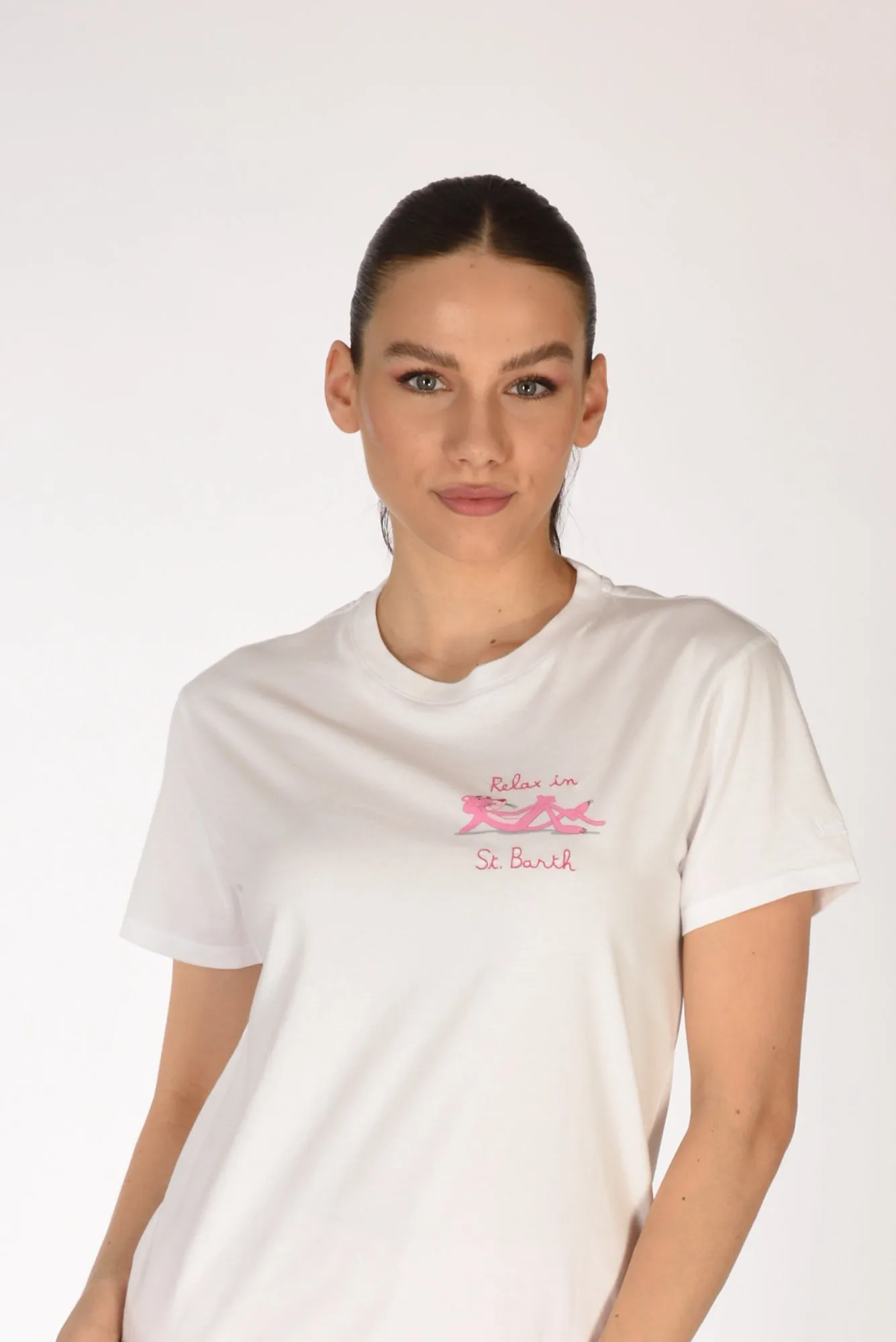 Mc2 Saint Barth Tshirt Scritta Bianco Donna