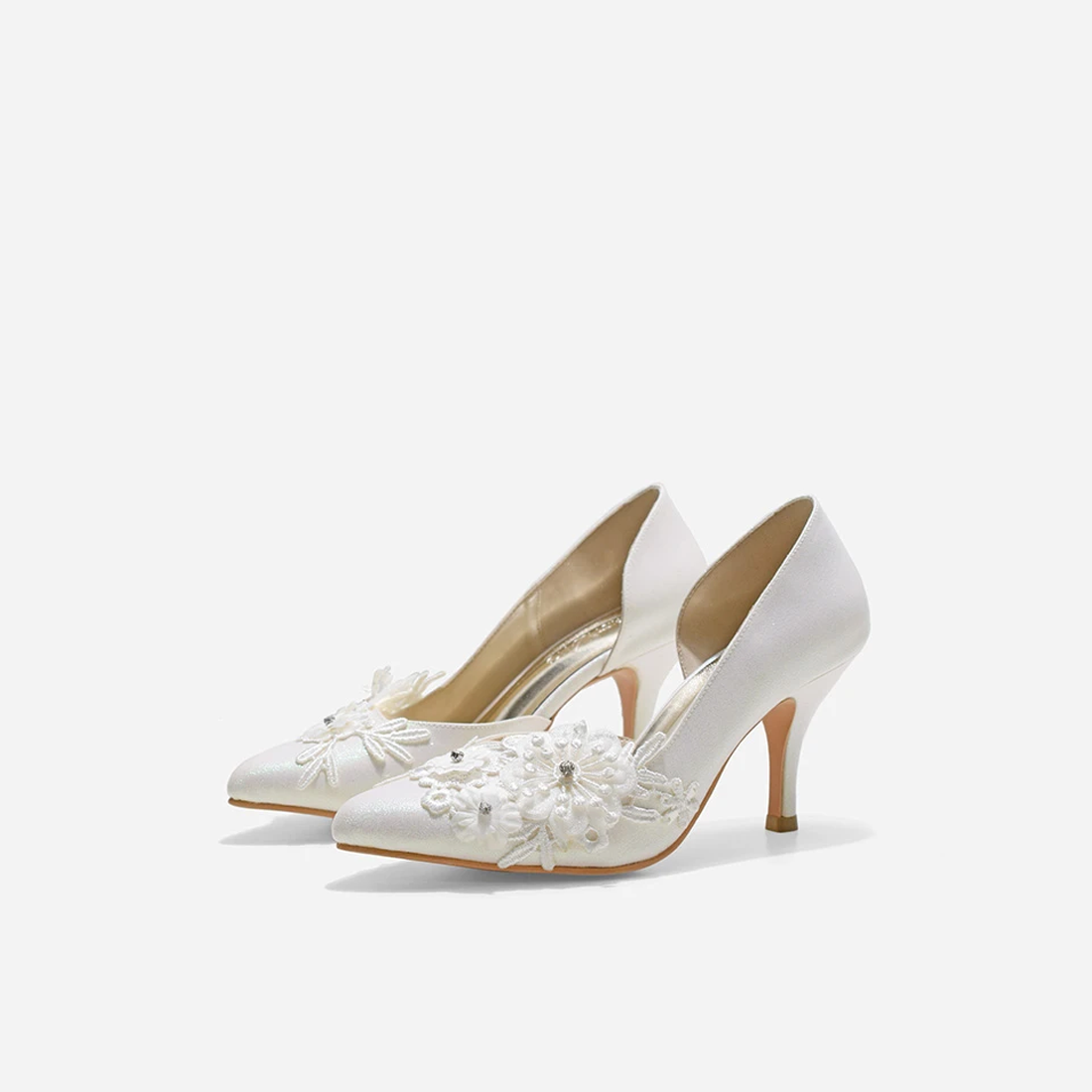 Mell Lace Cynthia White Glitter Heels