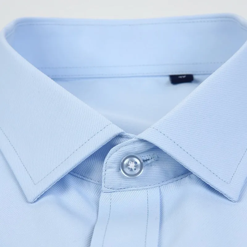 Men's Single Patch Square Collar Business Regular-fit Long Sleeve Shirts