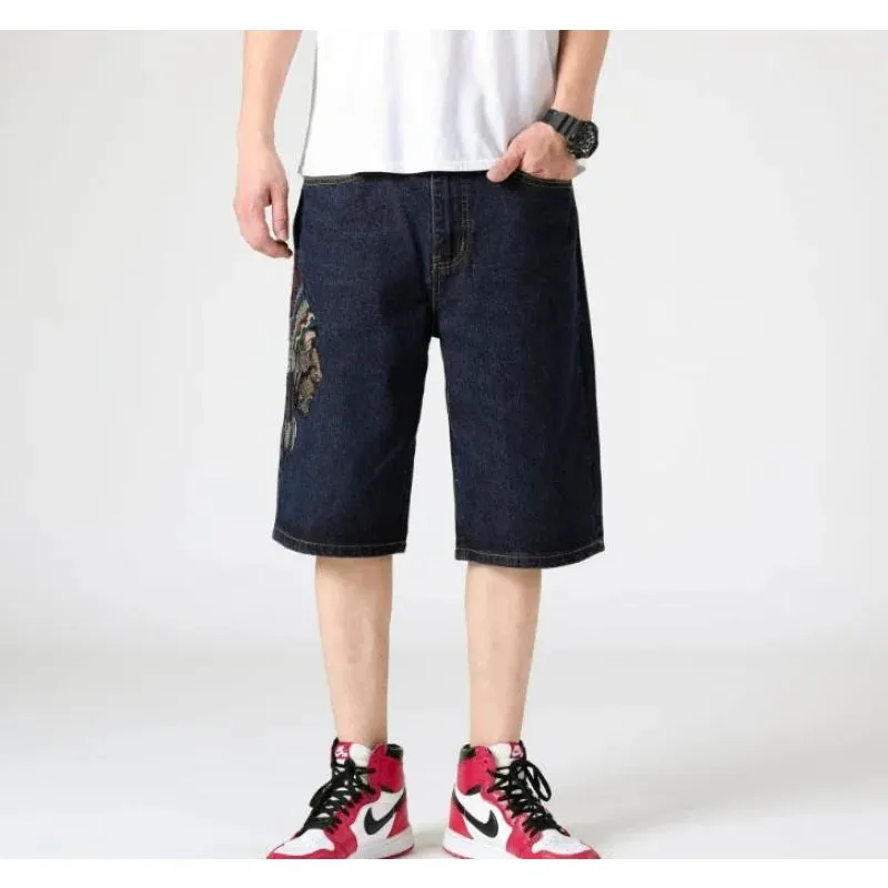 Men's Summer American Hip-Hop Style Denim Loose Baggy Short Jeans