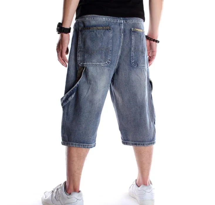 Men's Summer American Hip-Hop Style Denim Loose Baggy Short Jeans