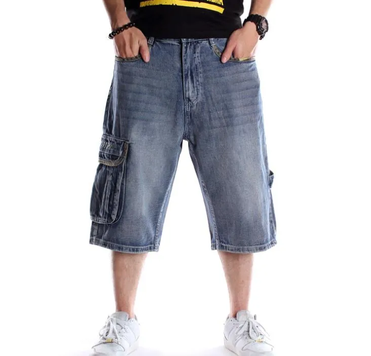 Men's Summer American Hip-Hop Style Denim Loose Baggy Short Jeans