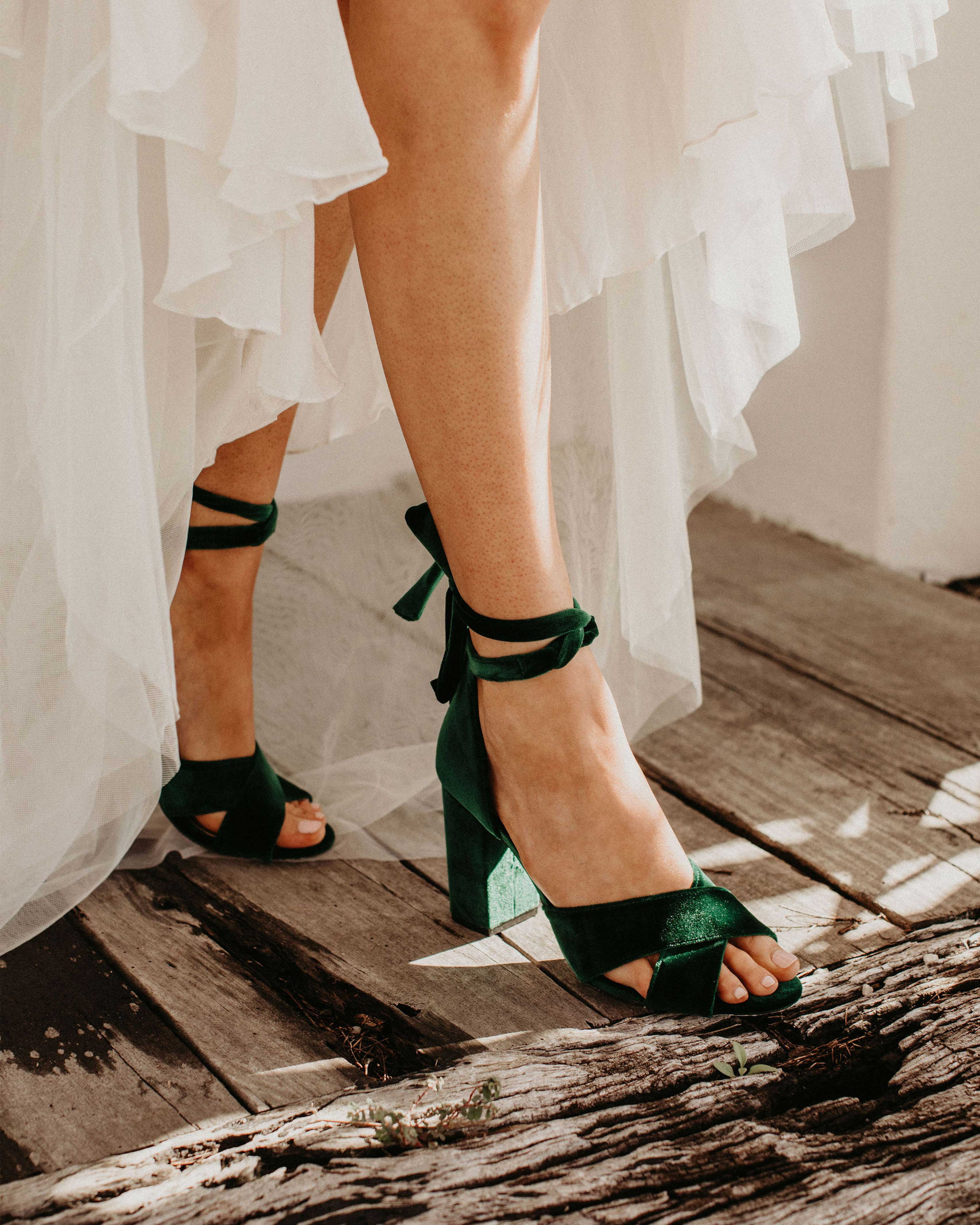 PASSION - EMERALD GREEN WEDDING SHOES TALL BLOCK HEEL