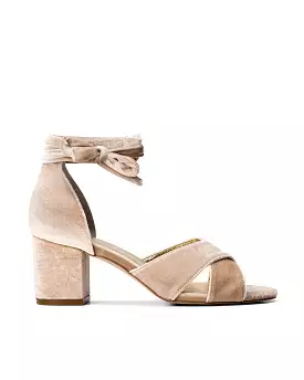 PASSION - NUDE WEDDING SHOES LOW BLOCK HEELS