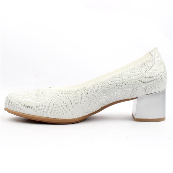 Pitillos Leather Block Heel Silver