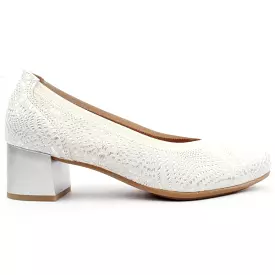 Pitillos Leather Block Heel Silver