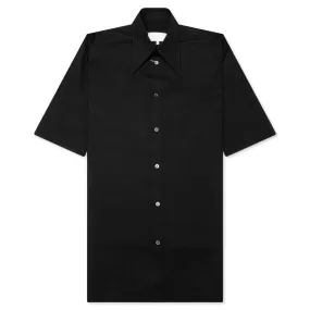 Point Collar Short Sleeve Shirt - Black