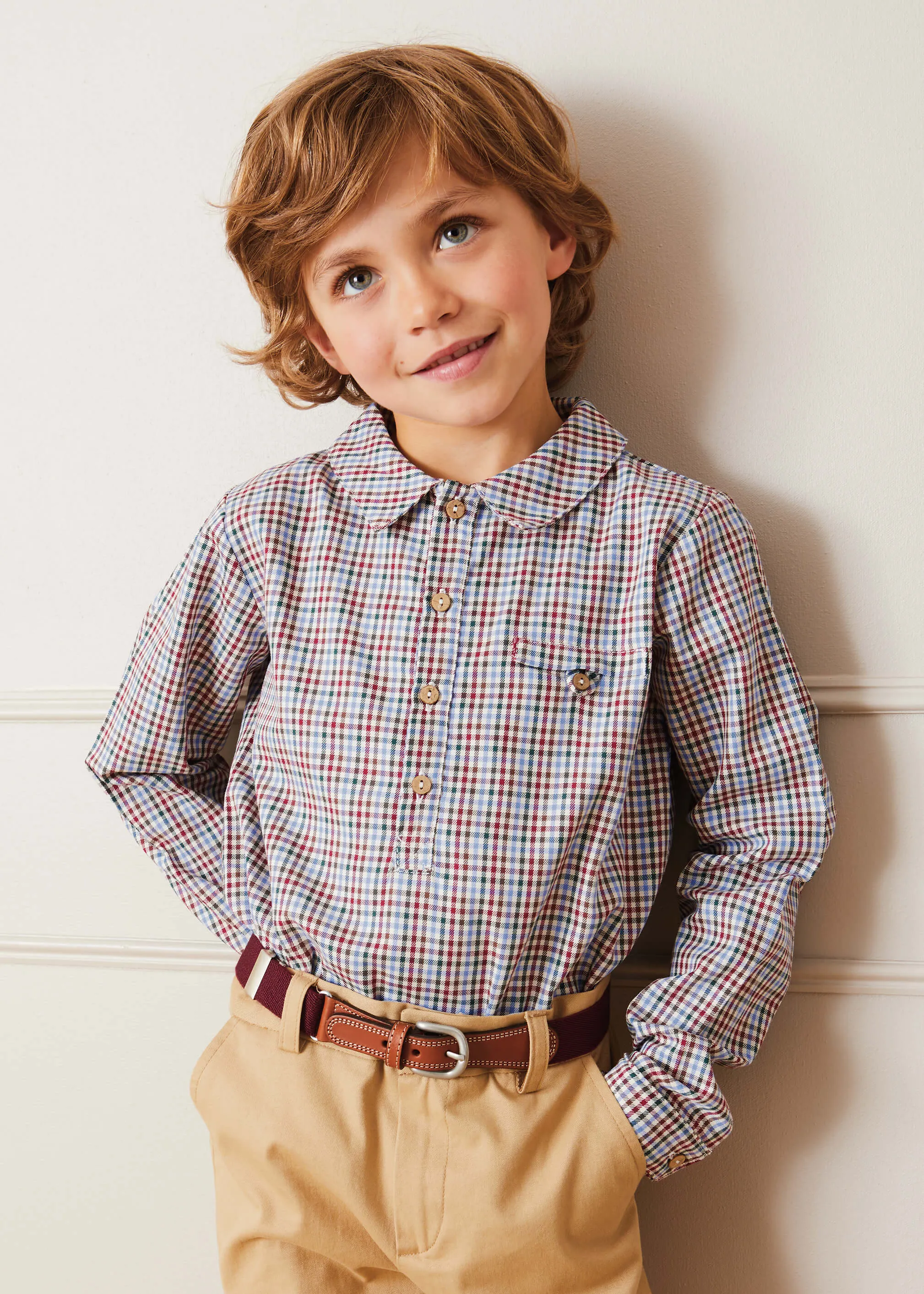 Polo Collar Long Sleeve Shirt in Multicolored (12mths-10yrs)