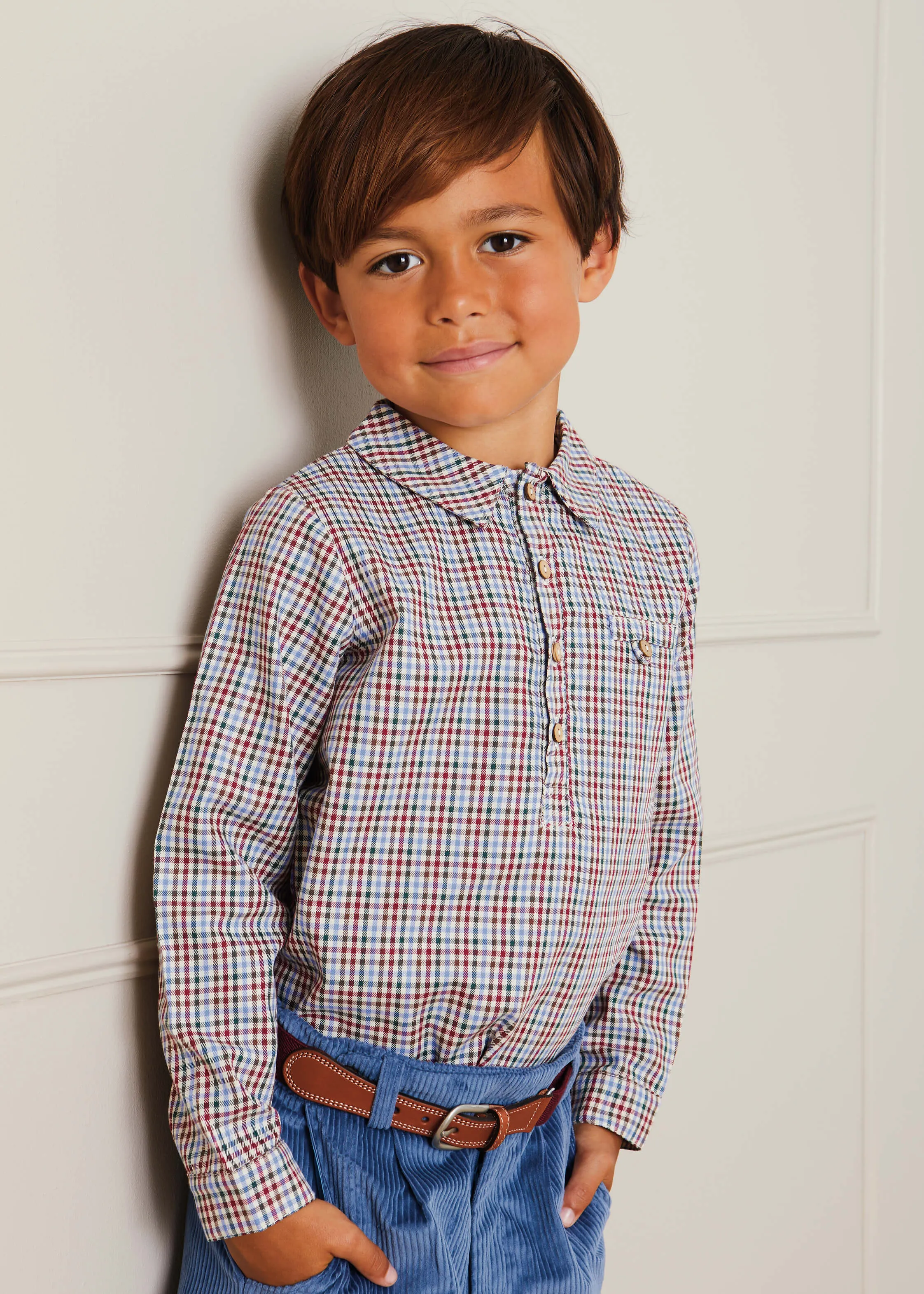 Polo Collar Long Sleeve Shirt in Multicolored (12mths-10yrs)