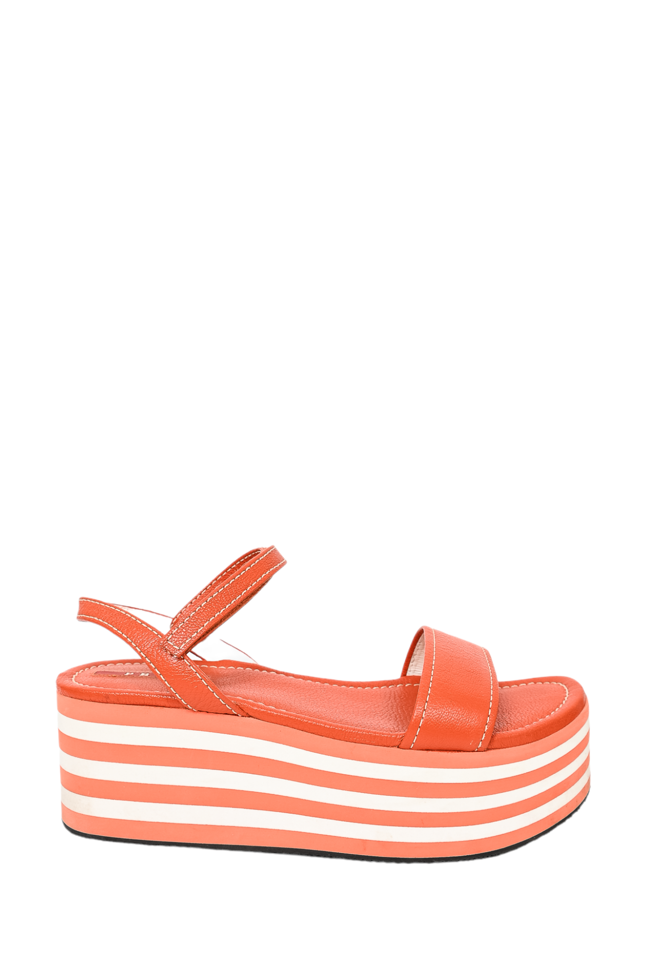 Prada Sport Orange/White Striped Platform Sandals sz 37