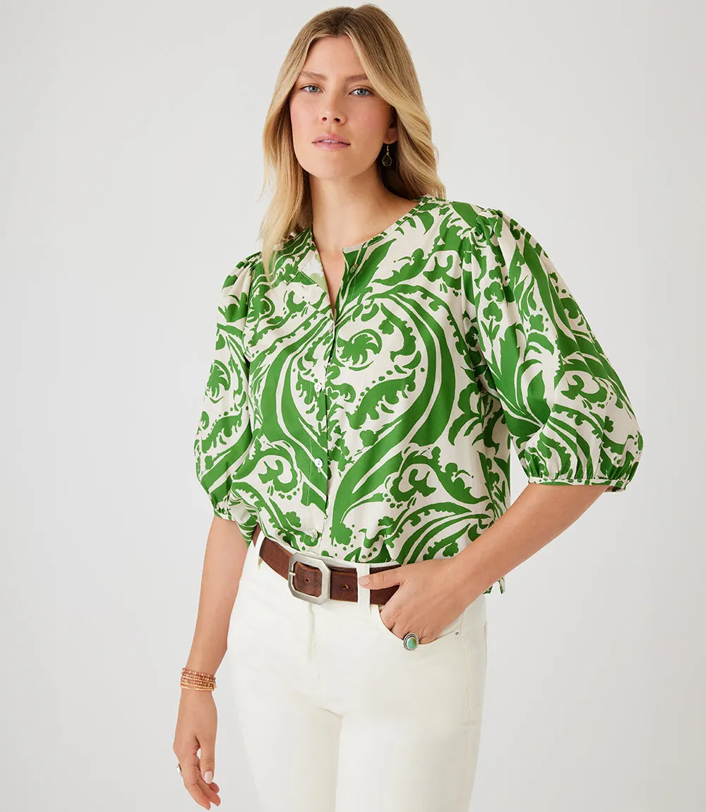 Puff Sleeve Button Front Shirt